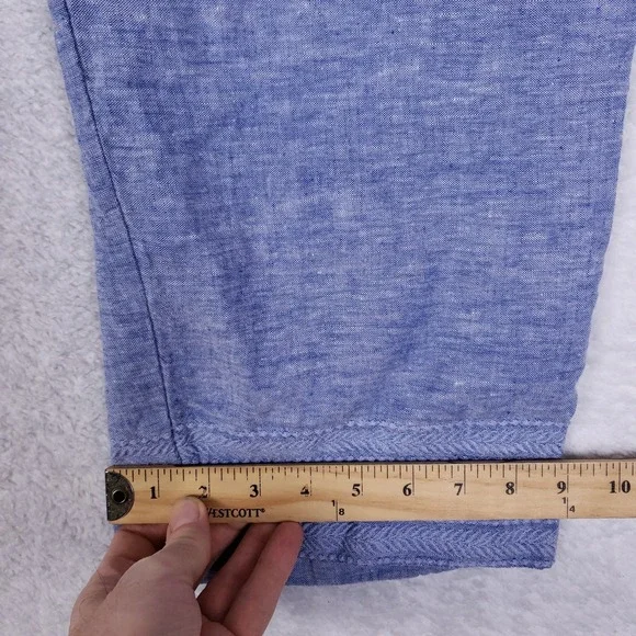 Chico's Linen Pants Blue Cropped Pull-On Size 14 Coastal Grandmother - Picture 6 of 10